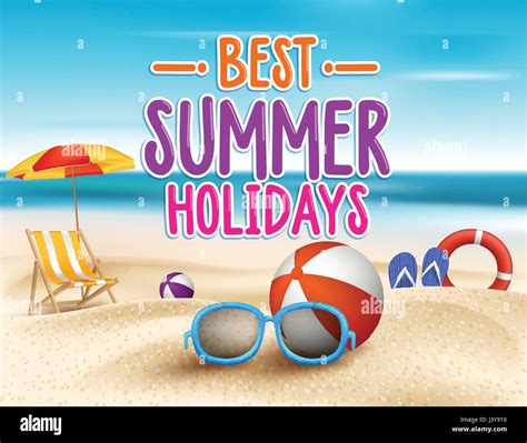 Best Summer Holidays Title Words Vector In Beach Seashore With Summer