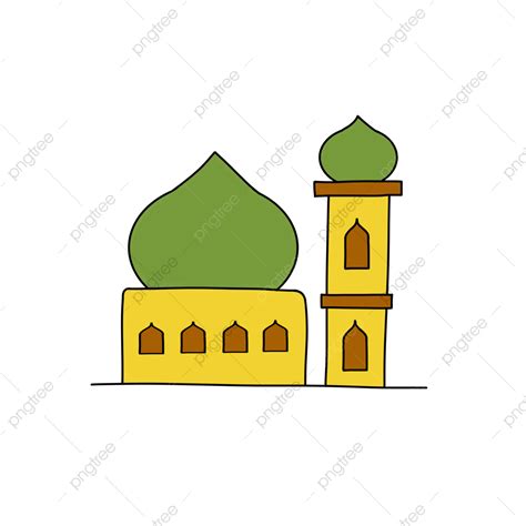 Gambar Masjid Kartun Dengan Seni Garis 甘巴 清真寺 塞尼加斯素材圖案，psd和png圖片免費下載