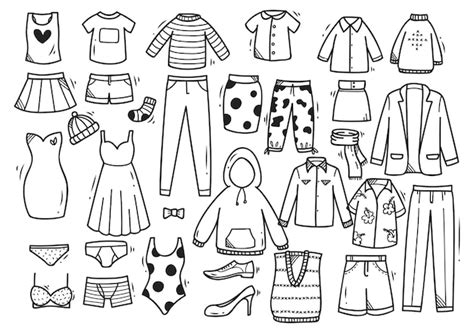 Premium Vector Hand Drawn Clothing Doodle Set Isolated On White