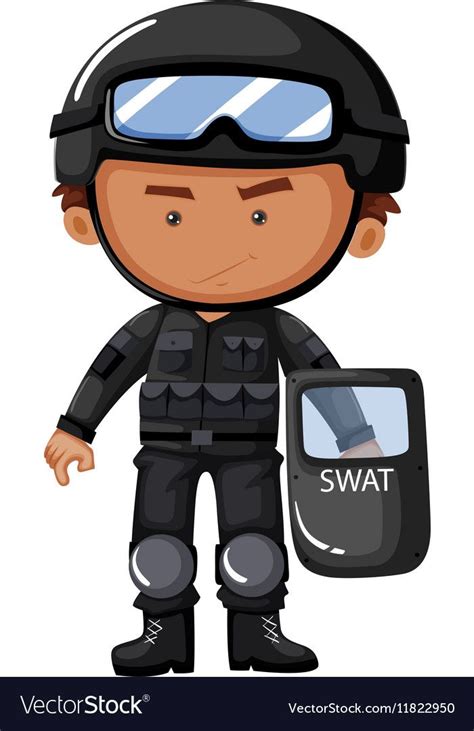 Swat Officer In Safety Uniform Royalty Free Vector Image Community