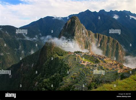 Inca Citadel Machu Picchu With Morning Fog Peru In 2007 Machu Picchu