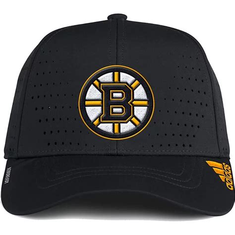 Mens Adidas Black Boston Bruins Laser Perforated Aeroready Adjustable Hat