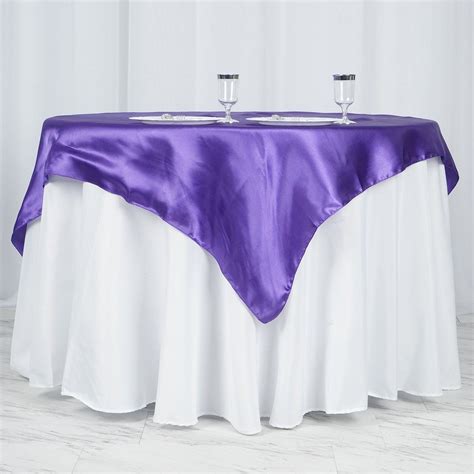 X Purple Seamless Satin Square Tablecloth Overlay Table Overlays Wedding Table