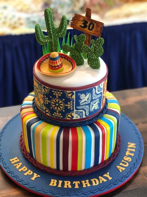 Mexican Inspired Fiesta Cake With Colorful Colors Mexican Themed