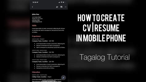 How To Create Cv In Mobile Phone Tagalog Tutorial Paano Gumawa Ng
