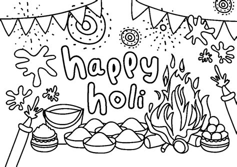 Happy Holi For Kids Coloring Page Free Printable Coloring Pages