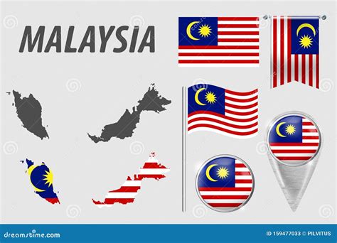Malaysia Set Of National Infographics Elements With Various Flags
