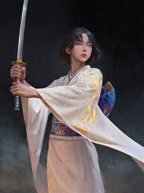 wallpaper artwork fantasy art fantasy girl women sword katana traditional clothing
