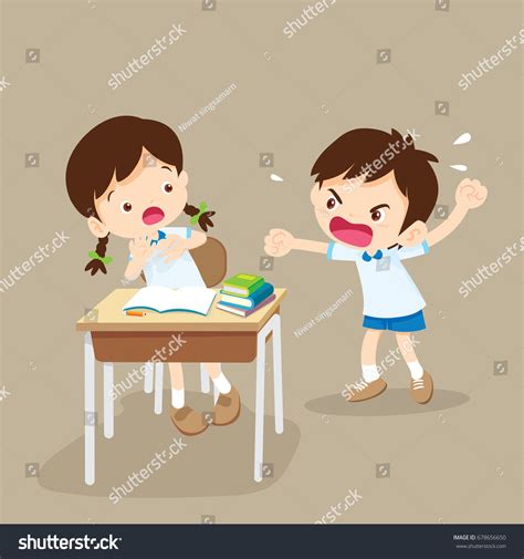 Quarreling Kids Angry Boy Shouting Friendraging Stock Vector 678656650