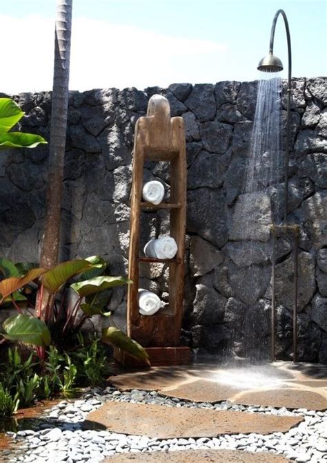 Tropical Bathroom Shower Outside Hawaii Outdoor Bathroom Design
