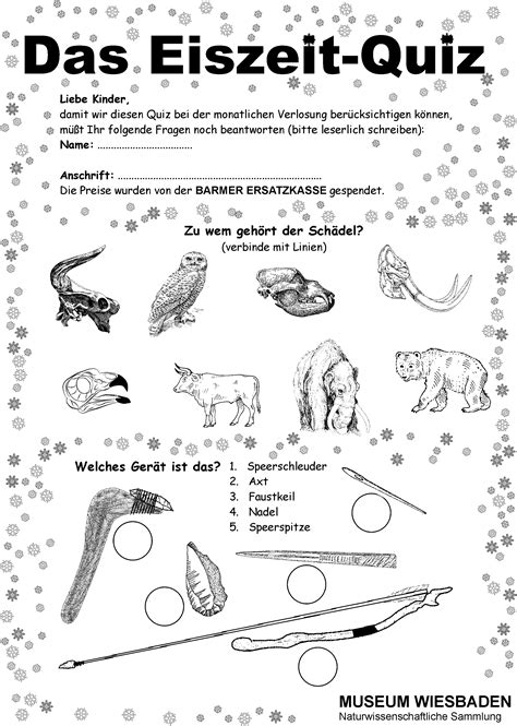 Das große handarbeitsquiz mit 50 kostenlosen rätselkarten zum ausdrucken und losrätseln. Informationen zur Ausstellung Die Eiszeit im Museum Wiesbaden - Quizze