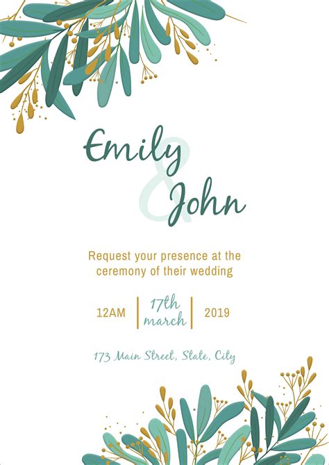 Wedding Invitation Card Template Free Download Psd Printable Templates