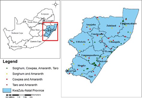 Map Of South Africa And The Location Of Kwazulu Natal Province Also