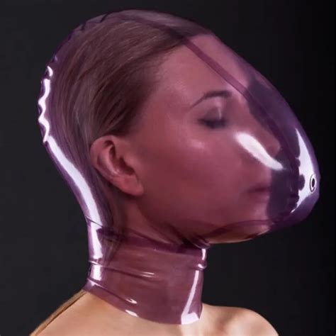 Handmade Transparent Latex Mask With Breath Control Hole Sexy Hood Made Of High Quality Nature