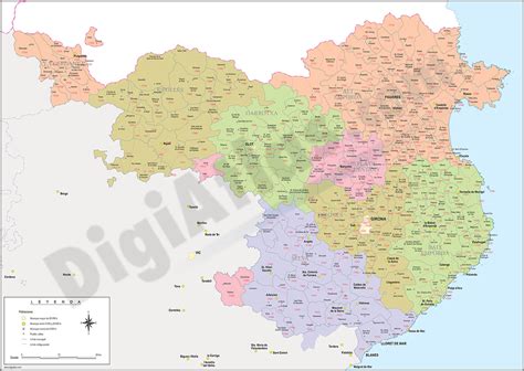 Girona Mapa Provincial Con Municipios Comarcas Y Códigos Postales