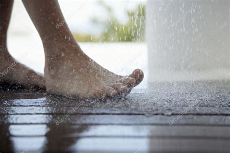 Woman S Feet Under Shower Stock Photo Londondeposit