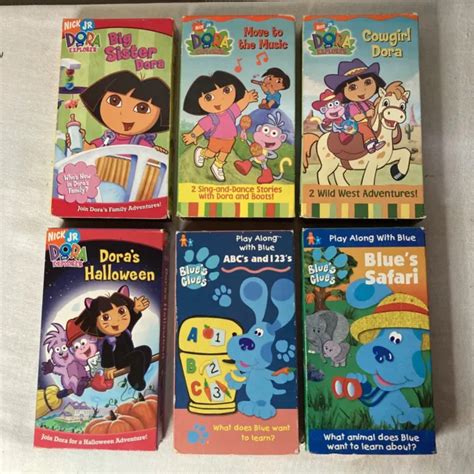 Nickelodeon Nick Jr Dora The Explorer Blues Clues Vhs Lot Of 6 Tapes