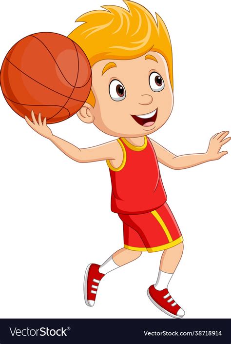 Cartoon Little Boy Playing Basketball Royalty Free Vector