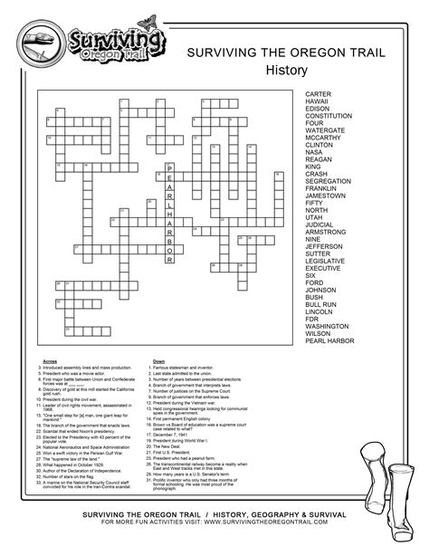 Printable History Puzzles Printable Crossword Puzzles
