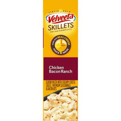 Discover a variety of recipes & products like velveeta® fresh packs, cheese sauce, dinner kits and more. Velveeta Cheesy Skillets Chicken Bacon Ranch Dinner Kit 11 ...