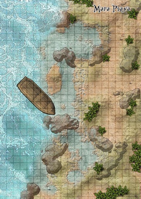 Coastal Rocky Shore Boat Jungle Fantasy Map Dungeon Maps Fantasy