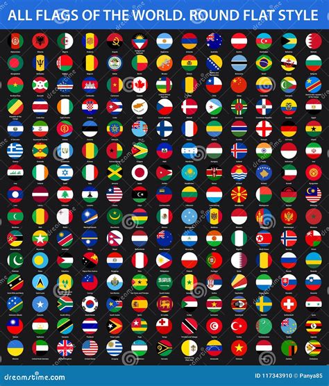 All Flags Of The World In Alphabetical Order Round Flat Style Vector