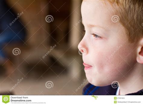 Little Boy Thinking Side Profile Stock Photo Image Of Joyful Child