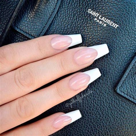 Classic French Coffin Nail Design Frenchnails Easynailart Discover