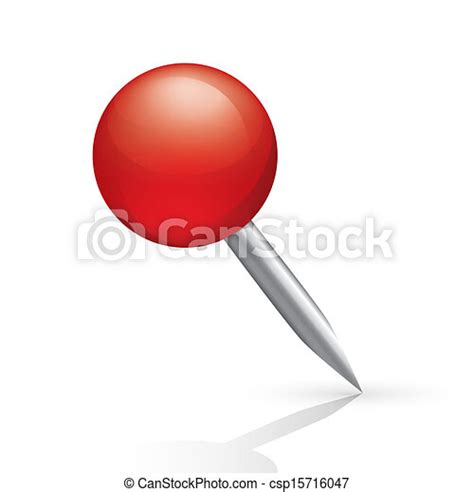 Pushpin Icon Isolated On White Background Red Pin Illustration