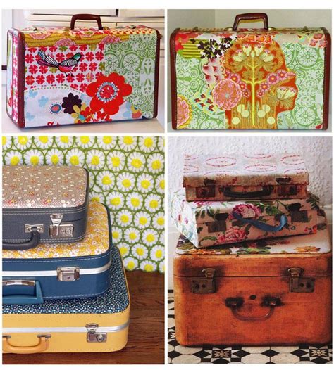 Diyable Fabric Covered Old Suitcases Old Suitcases Decoupage