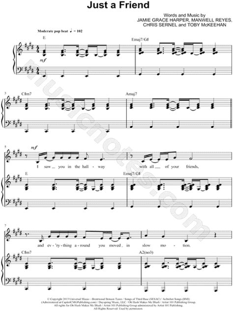 Tuner, metronome, scales, songbook, set list, chord progressions, arpeggios, circle of fifths, reverse chord finder, pattern trainer, transposer, musical audio school, virtual instrument, notepad… Jamie Grace "Just a Friend" Sheet Music in E Major - Download & Print - SKU: MN0131250