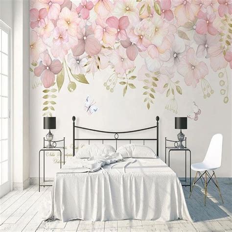 Custom Mural Wallpaper Modern Pastoral Pink Flowers ㎡ Pink Flowers