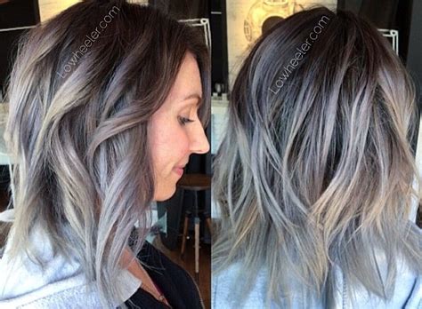 Grayish With Blue Balayage Hair Styles Diy Hairstyles Gray Balayage
