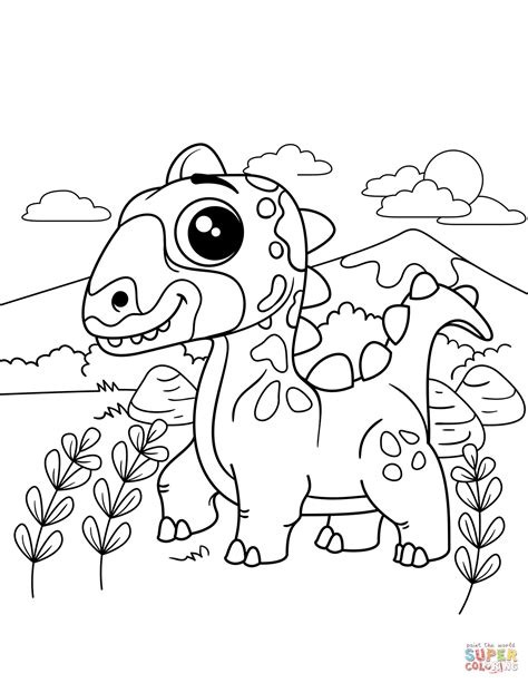 Print dinosaur coloring pages for free and color our dinosaur coloring! Cute Dinosaur coloring page | Free Printable Coloring Pages