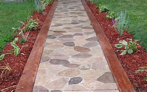 Affordable Concrete Construction Field Stone Sidewalk With Slate Borders
