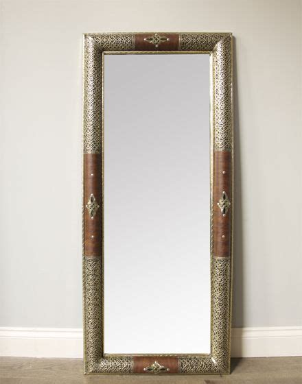White Metal And Leather Moroccan Mirror Moroccan Mirror Mirror