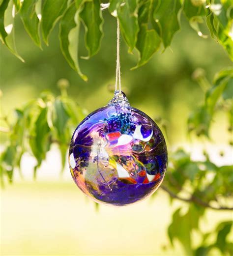 Individually Hand Blown Glass Globe Holiday Ornament Blue Wind And