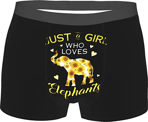 Girl Who Loves Elephants Sunflowers Mens Underwear Sexy Boxer Shorts