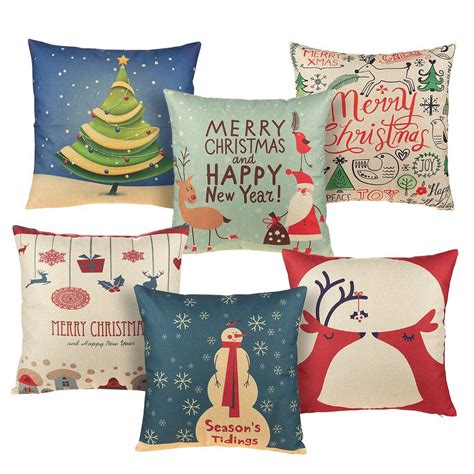 Christmas Throw Pillow Covers 6 Pack Colorful Decorative Couch Throw