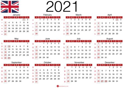 Download Free 2021 Calendar Uk 🇬🇧 United Kingdom 🇬🇧
