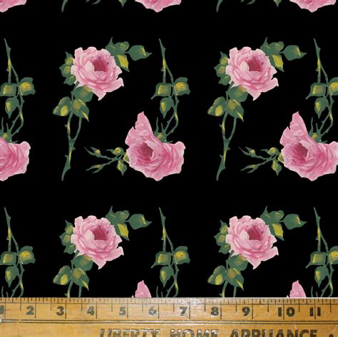 Roses 2 Fabric Print In Blackpink Cotton Fabric Flower Etsy