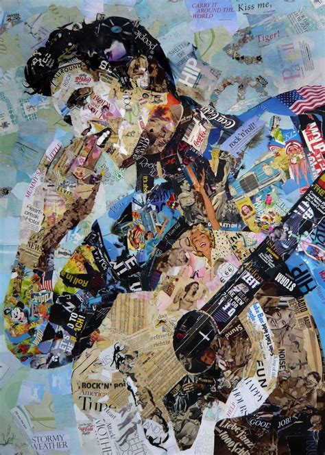 Iconic Collage Portraits Made Of Old Newspapers Glossy Magazines And