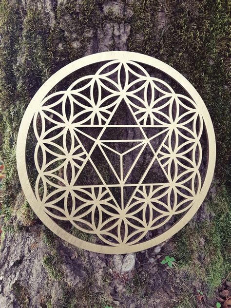 Gold Merkaba Flower Of Life Sacred Geometry Wall Art Laser Etsy