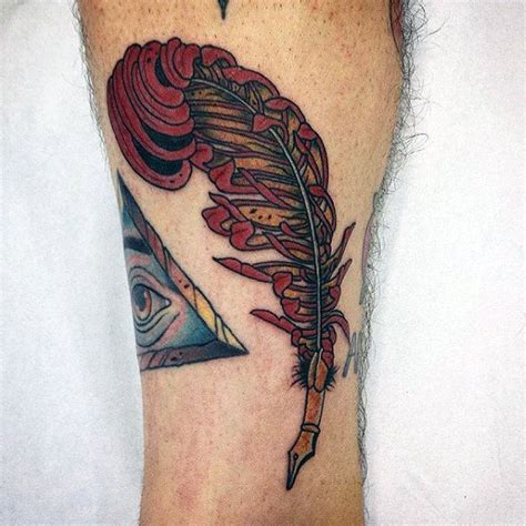 50 Quill Tattoo Designs For Men Feather Pen Ink Ideas