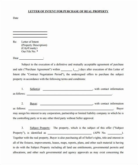 Letter Of Intent To Rent Property