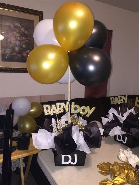 Black And Gold Babyshower Centerpieces Gold Baby Shower Boy Baby