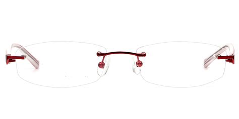 Red Rectangle Classic Rimless Metal Medium Glasses For Female From Wherelight