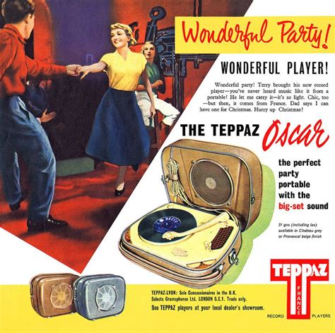 1960 Teppaz Oscar Portable Record Player Ad Graphicdesign Vintage Ad