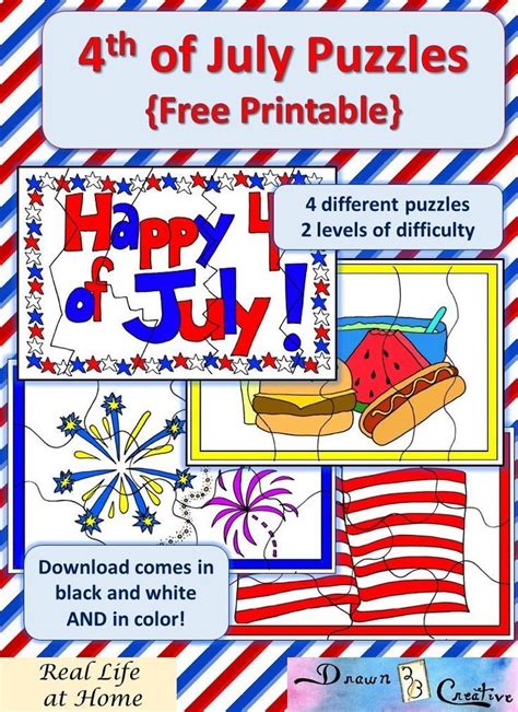 Free 4th Of July Printable Puzzles 4 Different Puzzles With 2