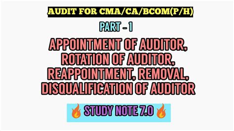 Appointment Of Auditor Rotation And Removal Of Auditor Part I Cma